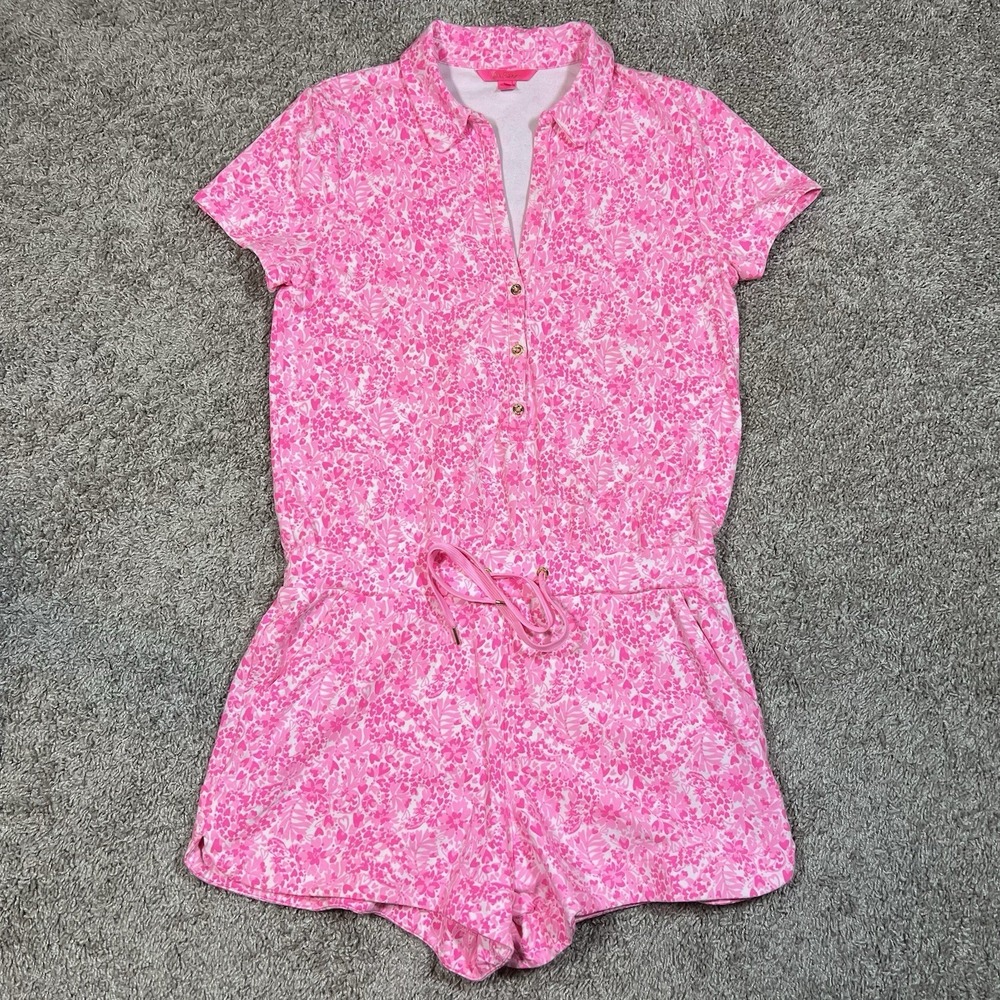 Lilly Pulitzer Jorgie Romper Large Pink Shandy Invest A Gator Resort Cruise